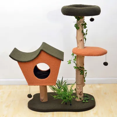 Fudajo Arbre à chat - 114 cm de haut - design végétal avec lierre et fougèr