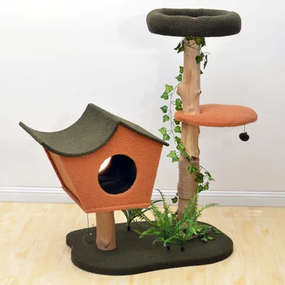 Fudajo Arbre à chat - 114 cm de haut - design végétal avec lierre et fougèr