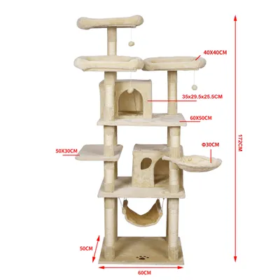 Wiltec Arbre à chat - 172 cm de haut - design ludique avec Motif de pattes