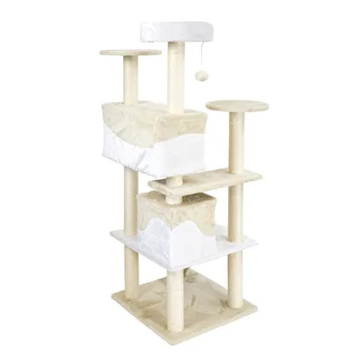 Wiltec Arbre à chat - 130 cm de haut - design ludique avec Balles de jeu -