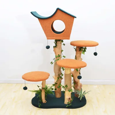 Fudajo Arbre à chat - 135 cm de haut - design végétal avec lierre et fougèr
