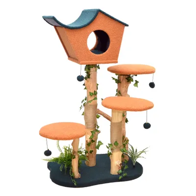 Fudajo Arbre à chat - 135 cm de haut - design végétal avec lierre et fougèr Fudajo Arbre à chat - 135 cm de haut - design végétal avec lierre et fougèr