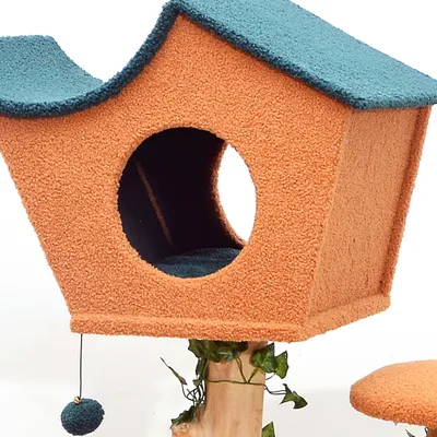 Fudajo Arbre à chat - 135 cm de haut - design végétal avec lierre et fougèr