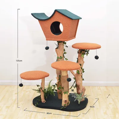 Fudajo Arbre à chat - 135 cm de haut - design végétal avec lierre et fougèr