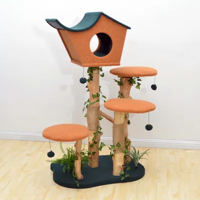 Fudajo Arbre à chat - 135 cm de haut - design végétal avec lierre et fougèr