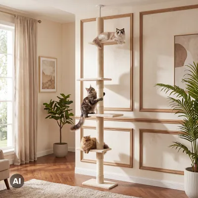Fudajo Arbre à chat - 230-276 cm de haut - Hauteur de plafond réglable - Me