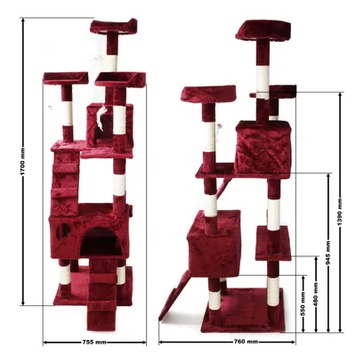 Wiltec Arbre à chat - 170 cm de haut - design ludique avec Souris et Escali