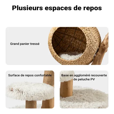 Fudajo Arbre à chat - 83 cm de haut - Meuble grattage félin peluche - Coule Fudajo Arbre à chat - 83 cm de haut - Meuble grattage félin peluche - Coule