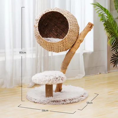 Fudajo Arbre à chat - 83 cm de haut - Meuble grattage félin peluche - Coule