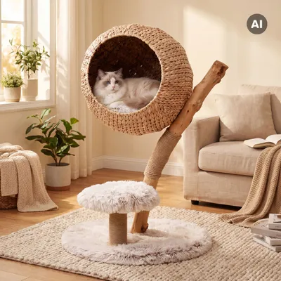 Fudajo Arbre à chat - 83 cm de haut - Meuble grattage félin peluche - Coule Fudajo Arbre à chat - 83 cm de haut - Meuble grattage félin peluche - Coule
