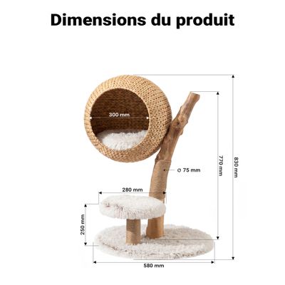Fudajo Arbre à chat - 83 cm de haut - Meuble grattage félin peluche - Coule