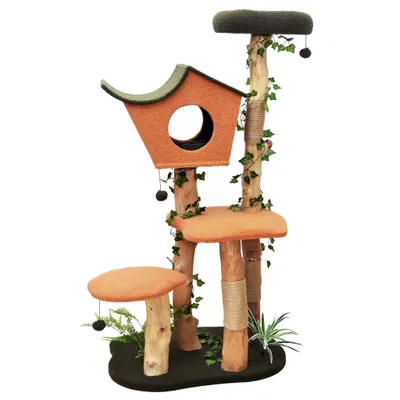 Fudajo Arbre à chat - 154 cm de haut - design végétal avec lierre et fougèr