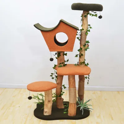Fudajo Arbre à chat - 154 cm de haut - design végétal avec lierre et fougèr