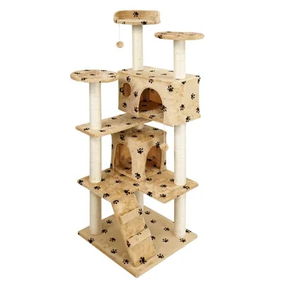 Wiltec Arbre à chat - 130 cm de haut - design ludique « Pattes » avec Balle