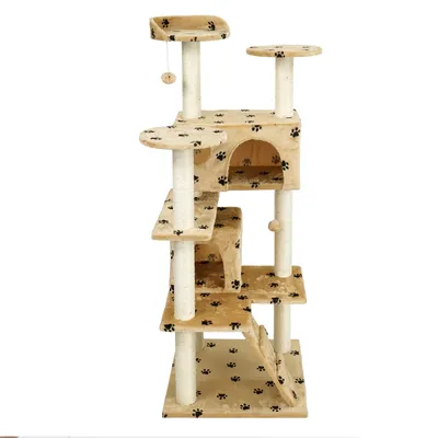 Wiltec Arbre à chat - 130 cm de haut - design ludique « Pattes » avec Balle