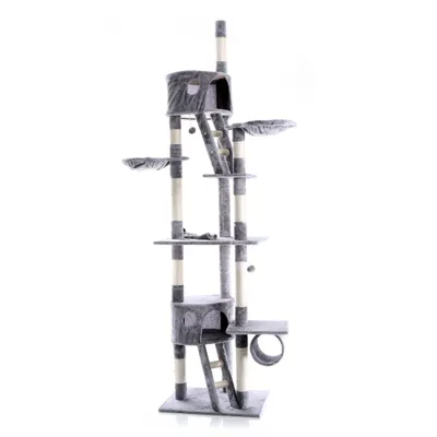 Wiltec Arbre à chat XXL - 240-260 cm de hauteur plafond réglable - design a
