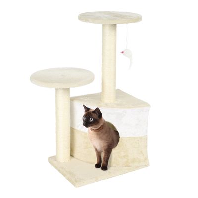 Wiltec Arbre à chat - 71 cm de haut - avec Niche et perchoirs - Meuble grat