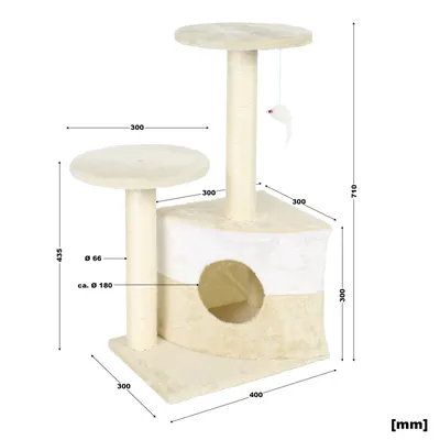 Wiltec Arbre à chat - 71 cm de haut - avec Niche et perchoirs - Meuble grat