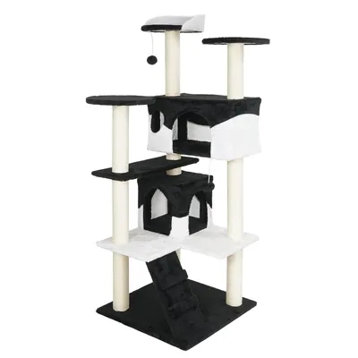 Wiltec Arbre à chat - 130 cm de haut - design ludique avec Balles de jeu - Wiltec Arbre à chat - 130 cm de haut - design ludique avec Balles de jeu -
