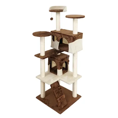 Wiltec Arbre à chat - 130 cm de haut - design ludique avec Balles de jeu -