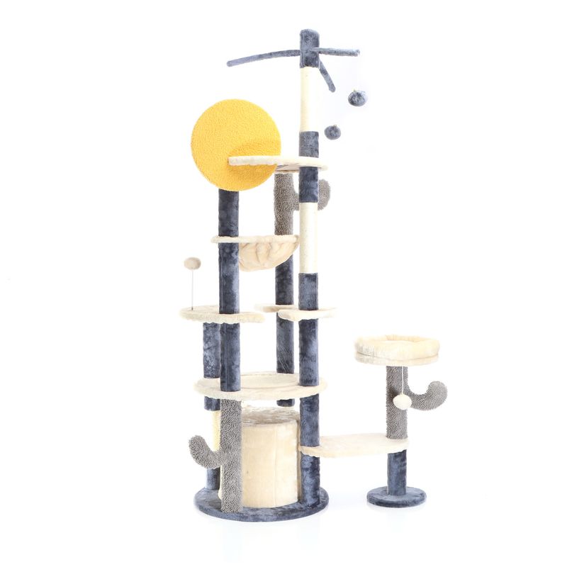 Fudajo Arbre à chat design cactus gris foncé 172 cm, griffoir pour chat ave