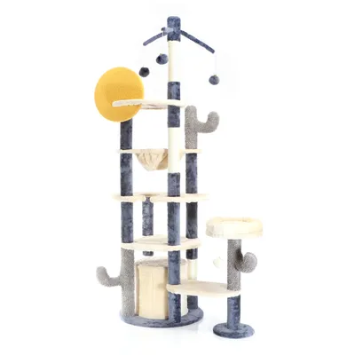 Fudajo Arbre à chat design cactus gris foncé 172 cm, griffoir pour chat ave