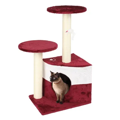 Wiltec Arbre à chat - 71 cm de haut - avec Niche et perchoirs - Meuble grat