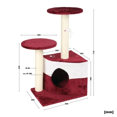 Wiltec Arbre à chat - 71 cm de haut - avec Niche et perchoirs - Meuble grat