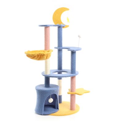 Fudajo Arbre à chat - 132 cm de haut - design ludique avec Lune et Étoiles