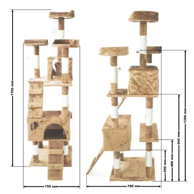 Wiltec Arbre à chat - 170 cm de haut - design ludique avec Souris et Escali