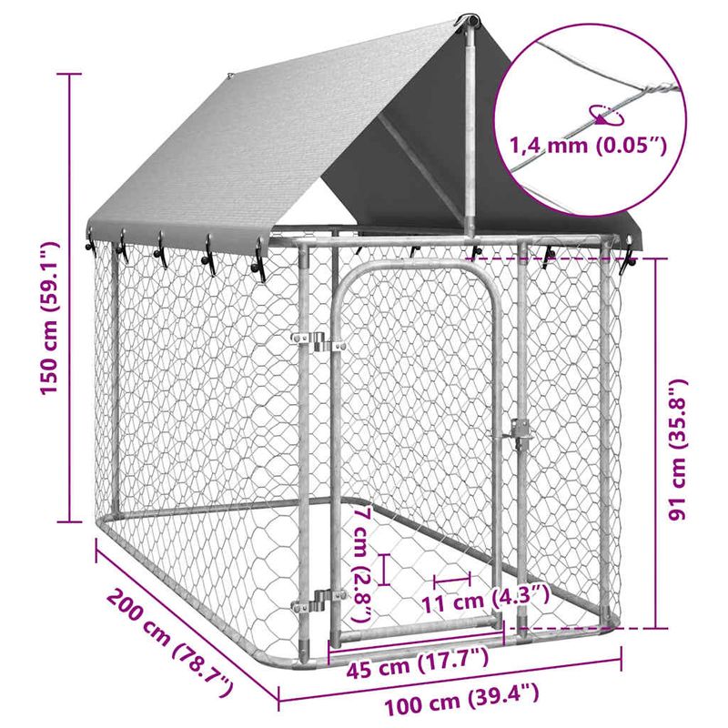 vidaXL chenil Acier
