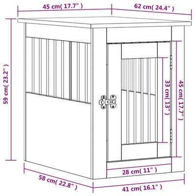 vidaXL meuble de cage pour chiens Bois d'ingénierie