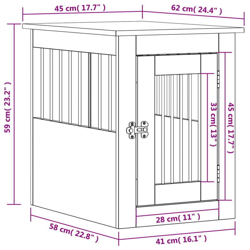 vidaXL meuble de cage pour chiens Bois d'ingénierie