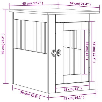 vidaXL meuble de cage pour chiens Bois d'ingénierie