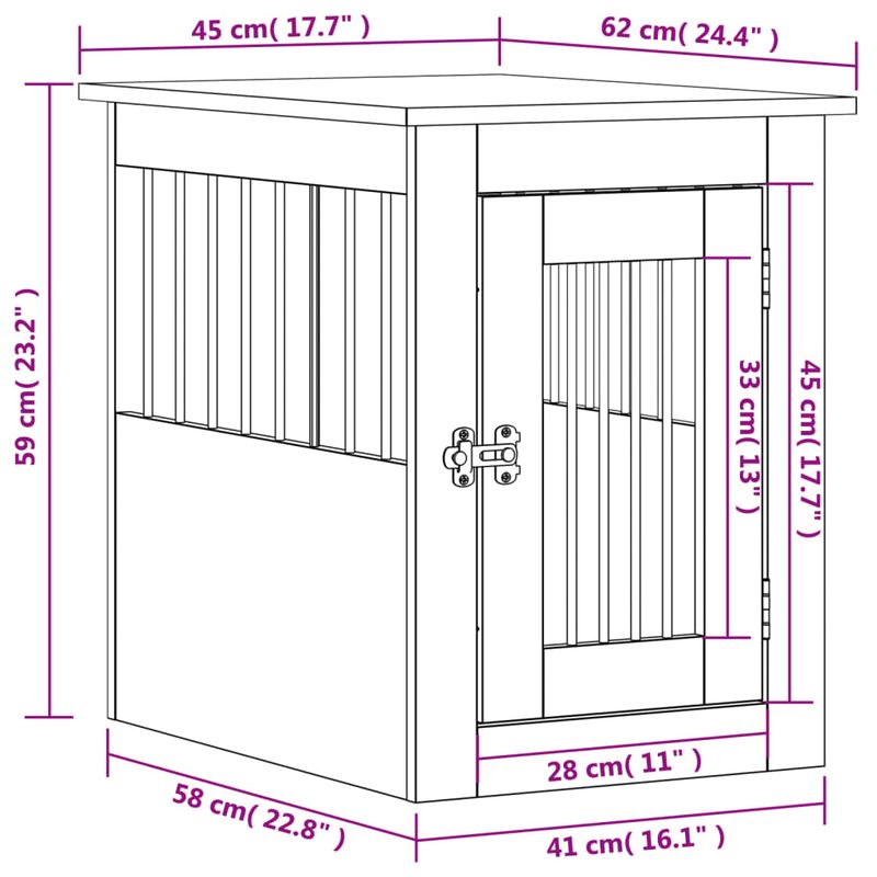 vidaXL meuble de cage pour chiens Bois d'ingénierie