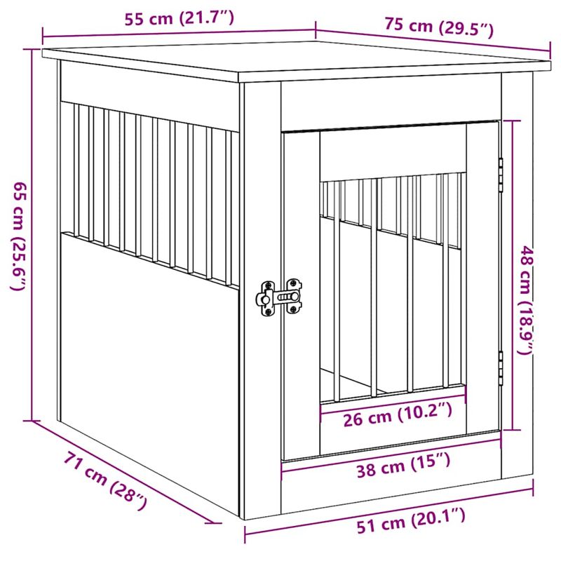 vidaXL meuble de cage pour chiens Bois d'ingénierie