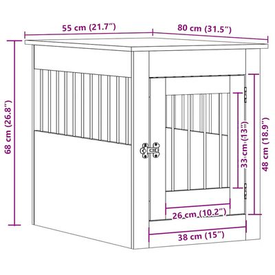 vidaXL meuble de cage pour chiens Bois d'ingénierie