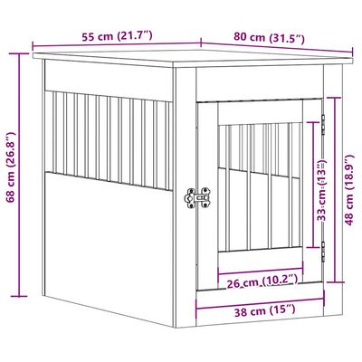 vidaXL meuble de cage pour chiens Bois d'ingénierie