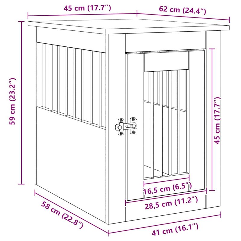vidaXL meuble de cage pour chiens Bois d'ingénierie