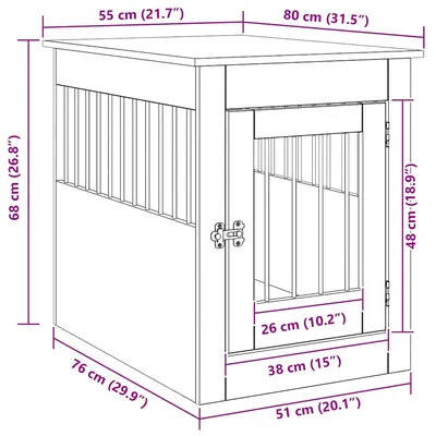 vidaXL meuble de cage pour chiens Bois d'ingénierie