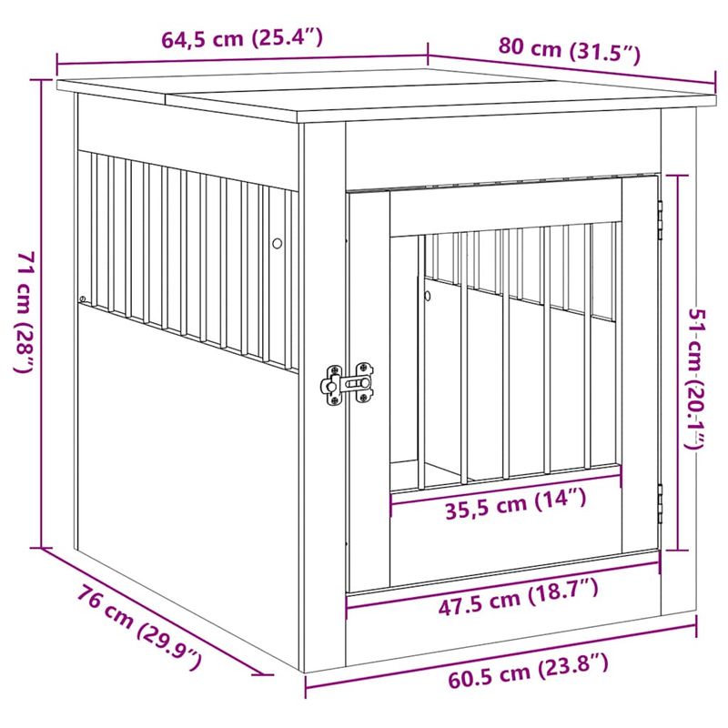 vidaXL meuble de cage pour chiens Bois d'ingénierie