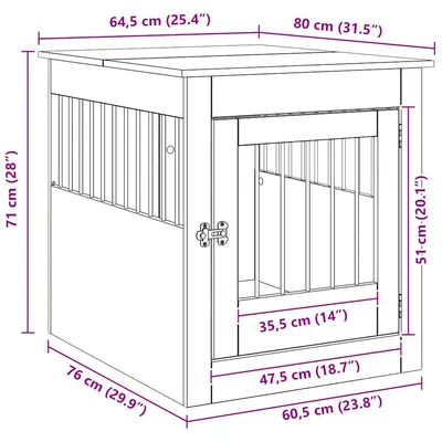 vidaXL meuble de cage pour chiens Bois d'ingénierie