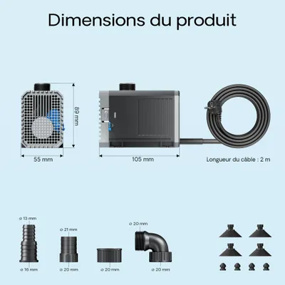 SunSun CHJ-1500 Eco Pompe à eau 1500l/h 25W Pompe Mini et Moyen Aquarium Dé