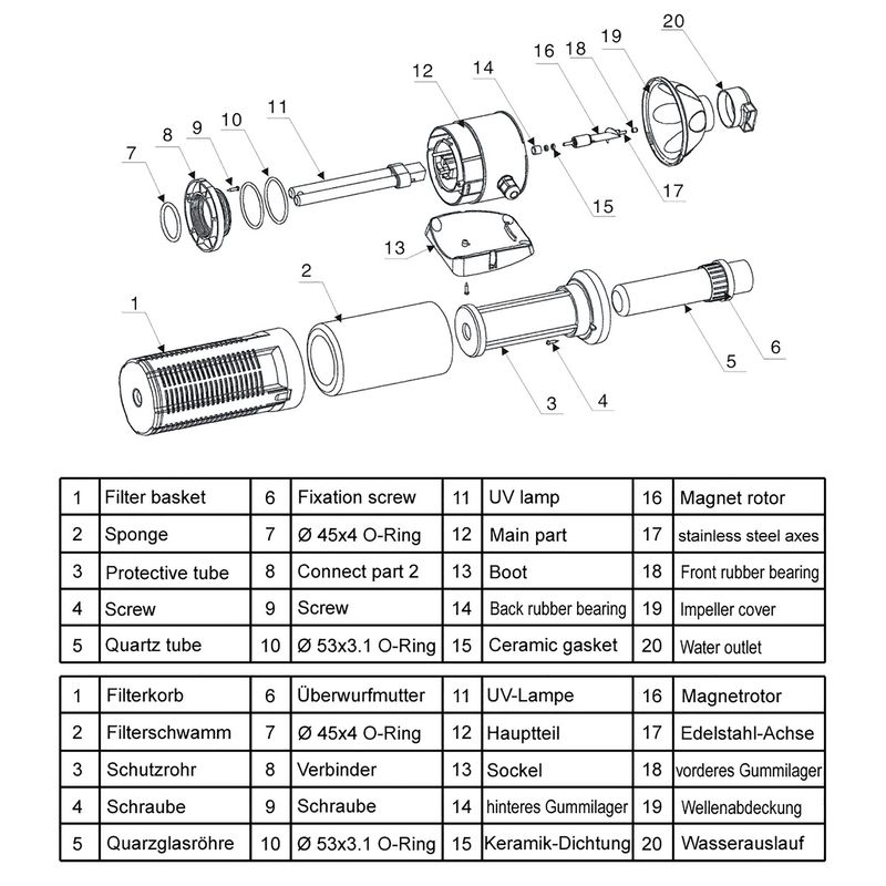SunSun CUP-609 Filtre intérieur avec pompe 2000 l/h et clarificateur UVC 9