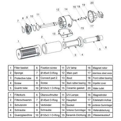 SunSun CUP-609 Filtre intérieur avec pompe 2000 l/h et clarificateur UVC 9