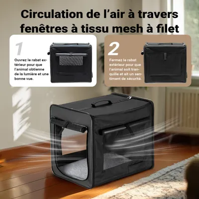 Wiltec Caisse de transport noire pliable pour chiens chats animaux domestiq