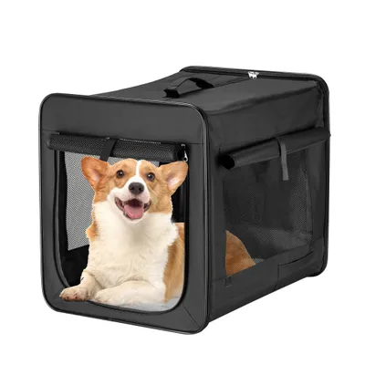 Wiltec Caisse de transport noire pliable pour chiens chats animaux domestiq