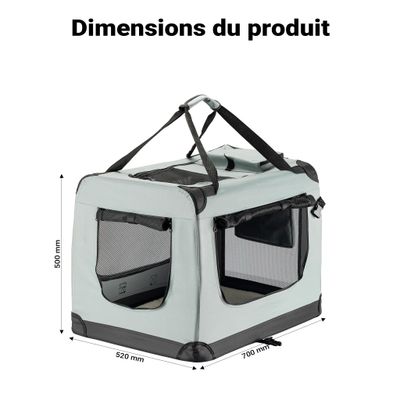 Fudajo Caisse de transport Grise - taille L / 70 x 52 x 50 cm - charge max.