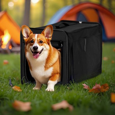 Wiltec Caisse de transport noire pliable pour chiens chats animaux domestiq