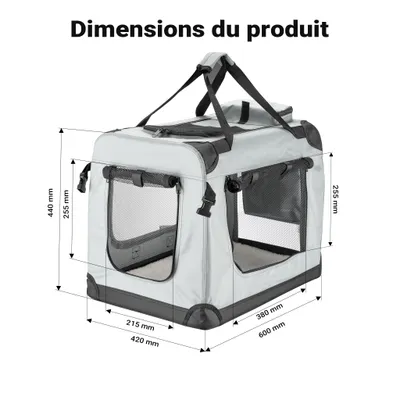 Fudajo Caisse de transport Grise - taille M / 60 x 42 x 44 cm - charge max.